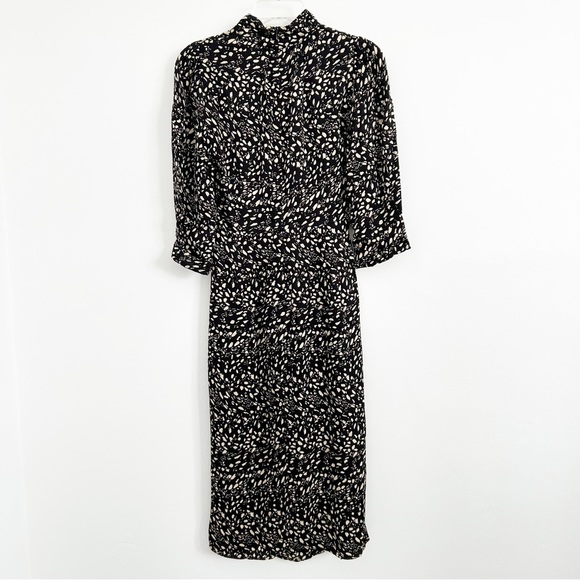NEW Ba&sh Edmee Smocked Printed Midi Dress Size 1 / US Small (S) - Picture 8 of 10